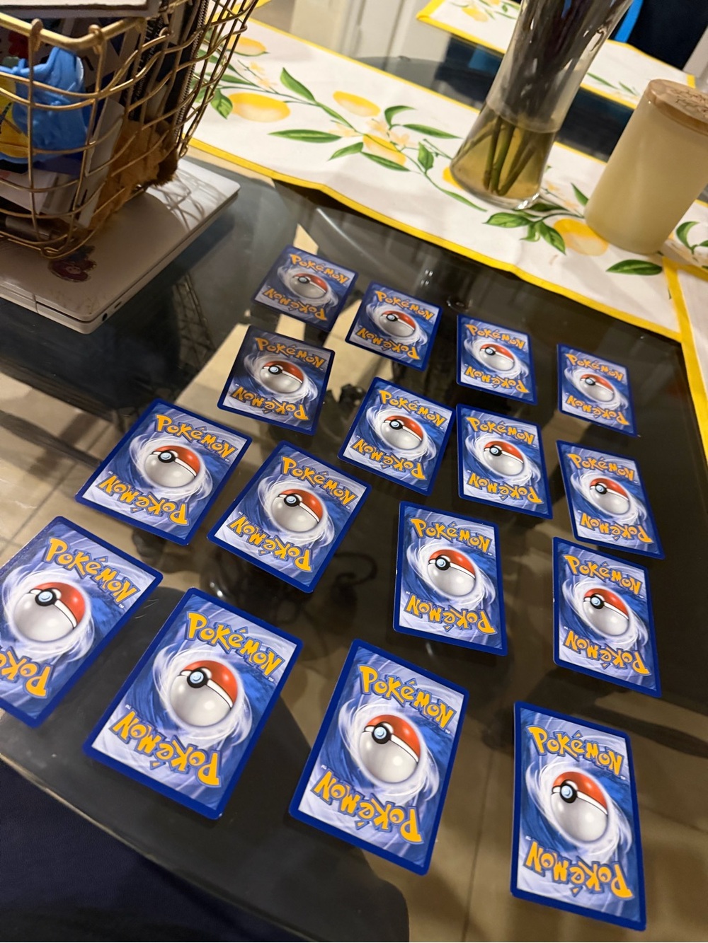 Pokemon Card Backs in Bright Blue with Red Pokeball Accents